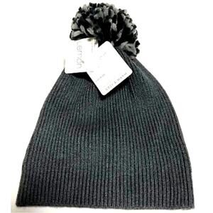 Lemon Women's Knit Gray beanie Pom Pom top Winter Beanie fall winter hat jacket